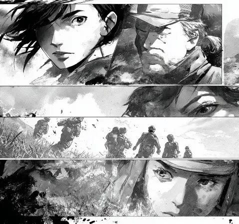 读者在柔和灯光下翻阅漫画，桌面散落几册单行本